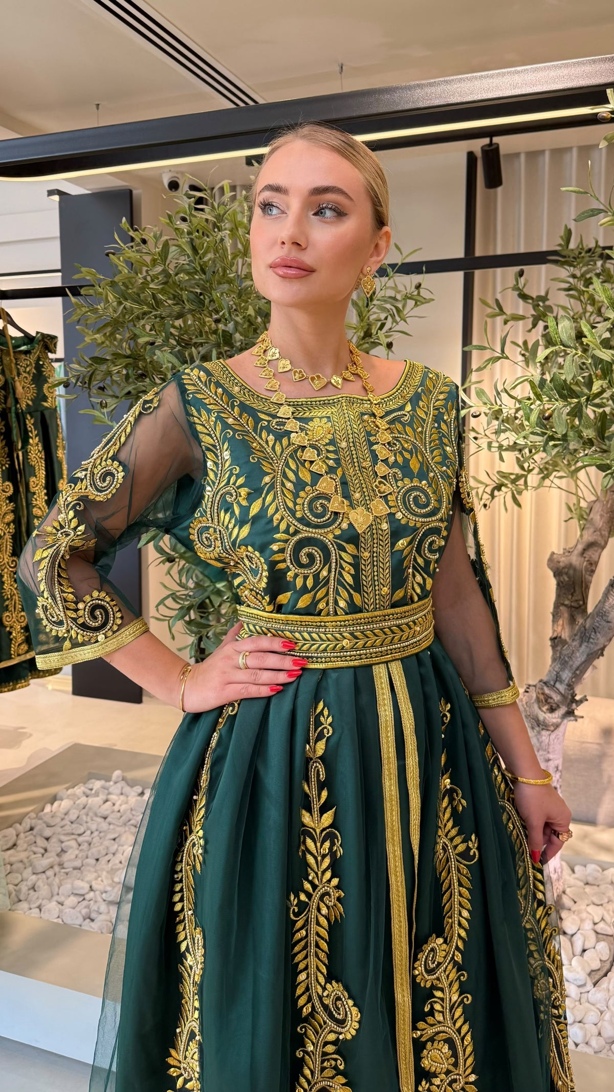 Nashel Jelwa Bridal Dress- Green x Pearls