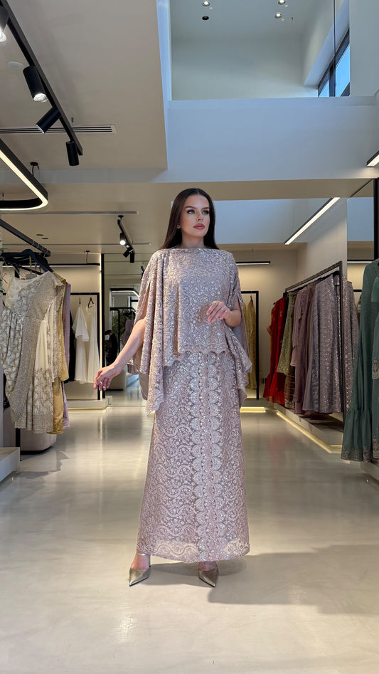 Two Piece versatile Jelwa Dress-Powder Pink
