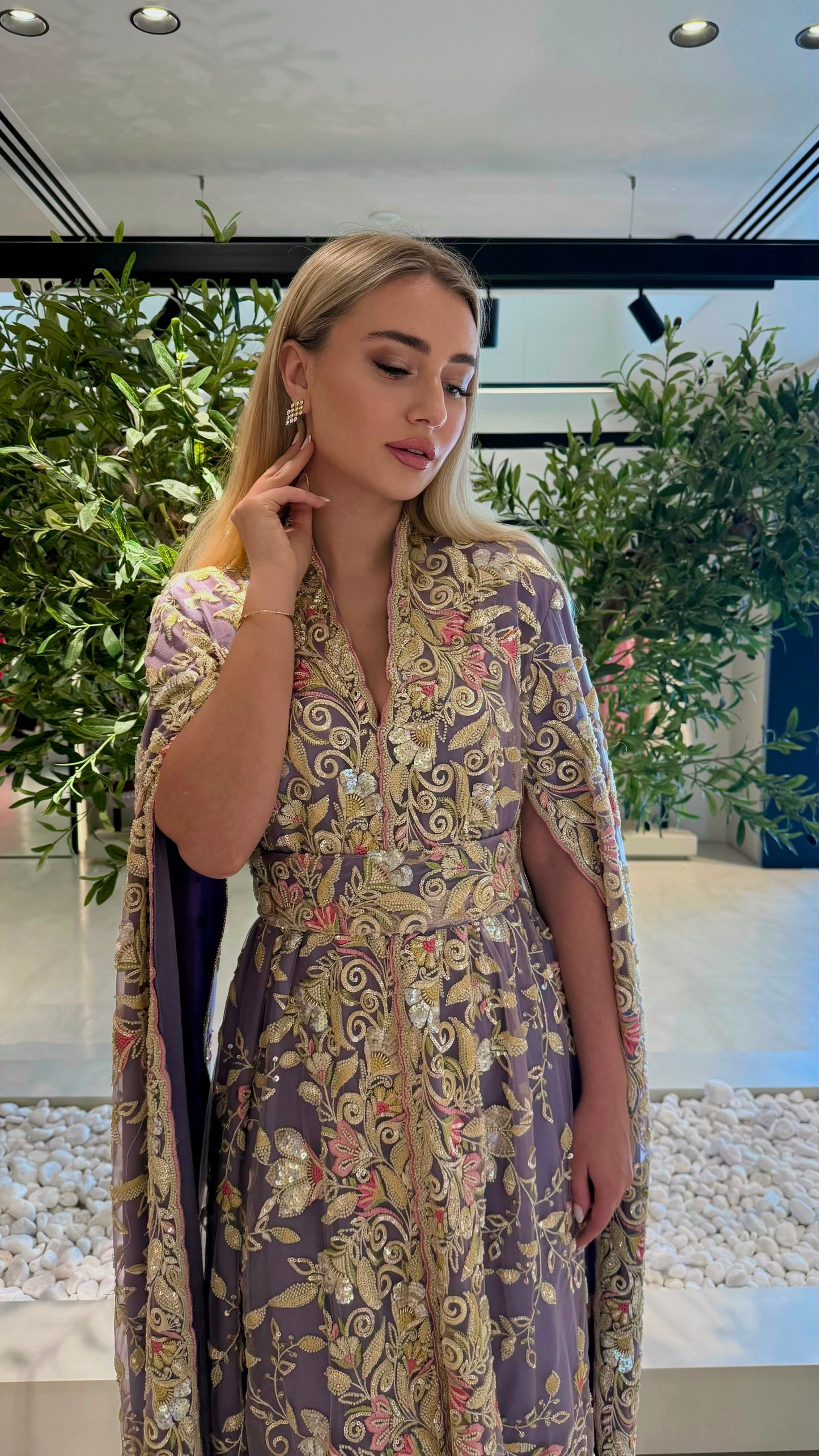 Cape Sleeves Jelwa Kaftan-lavender