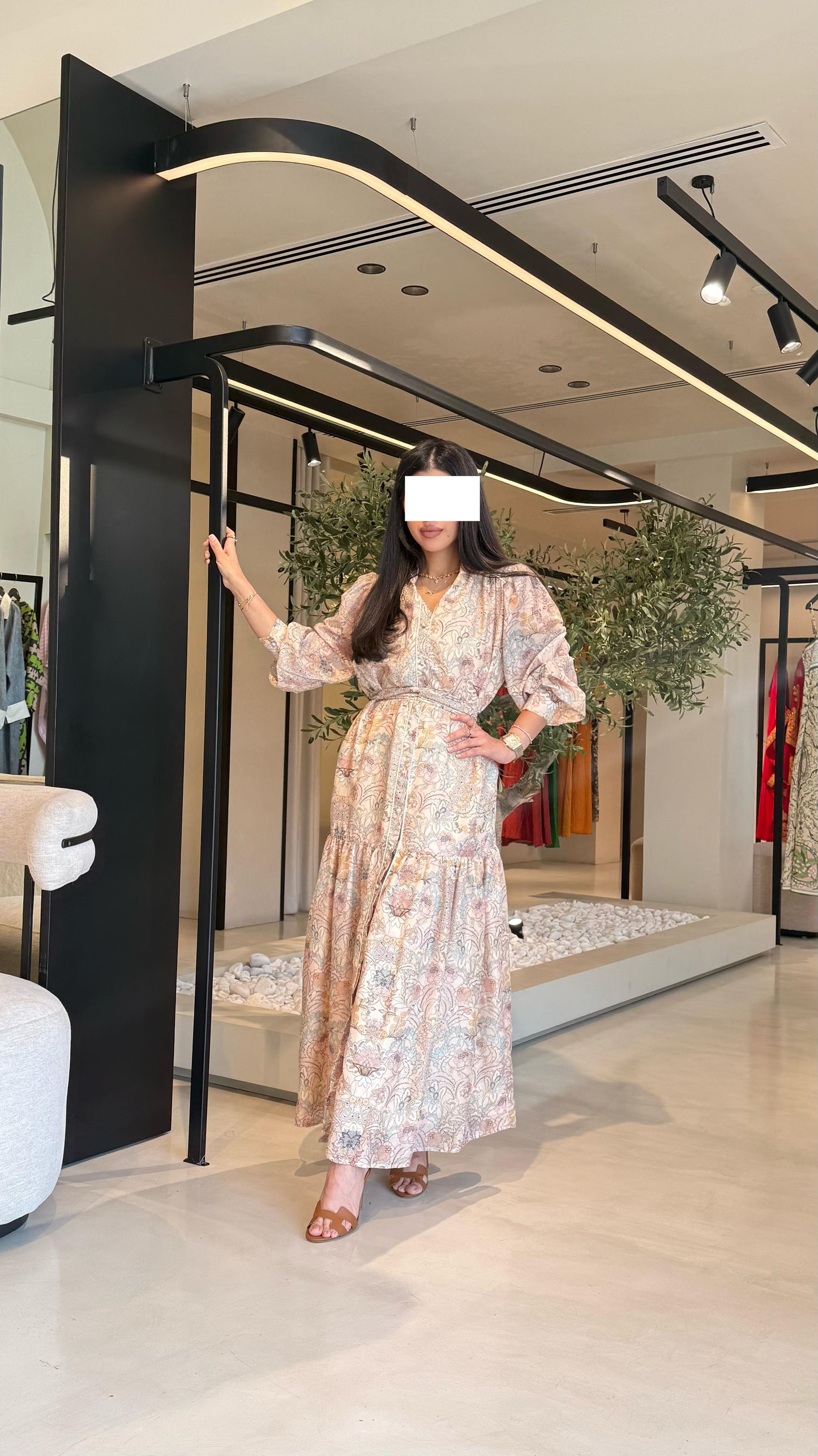Summer printed Dress - Cream