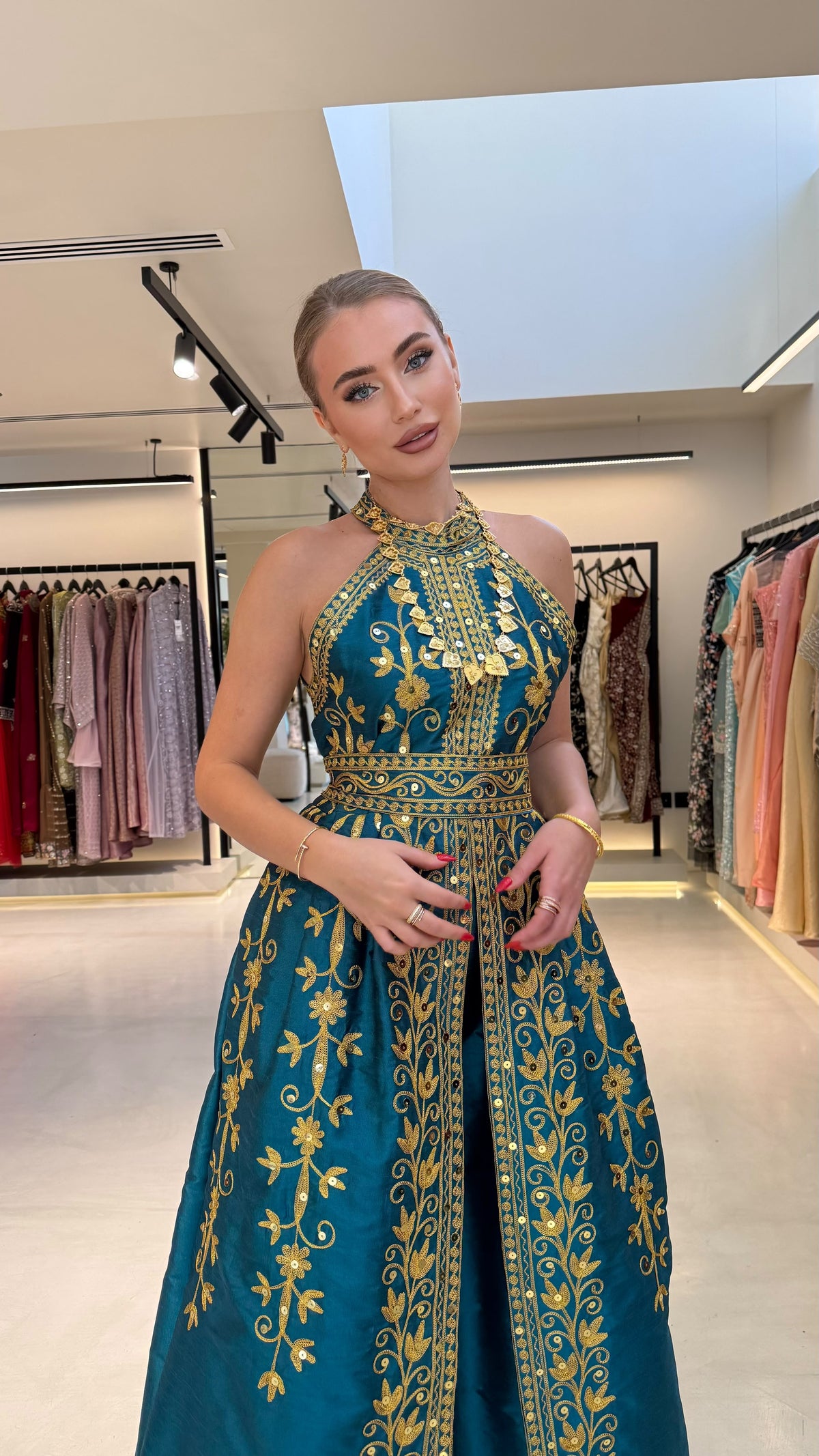 Nashel Jelwa Dress-Teal