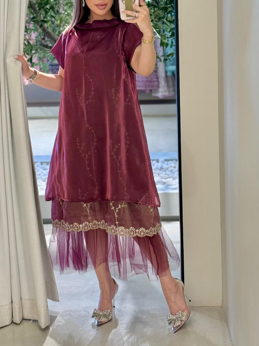 Organza x tulle layers - maroon
