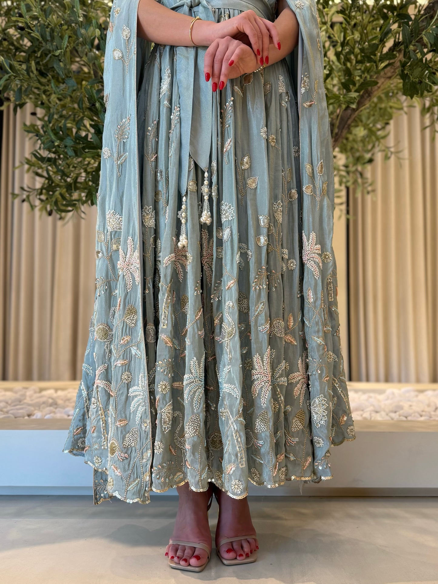 Jelwa kaftan Dress- Mint x embellishments