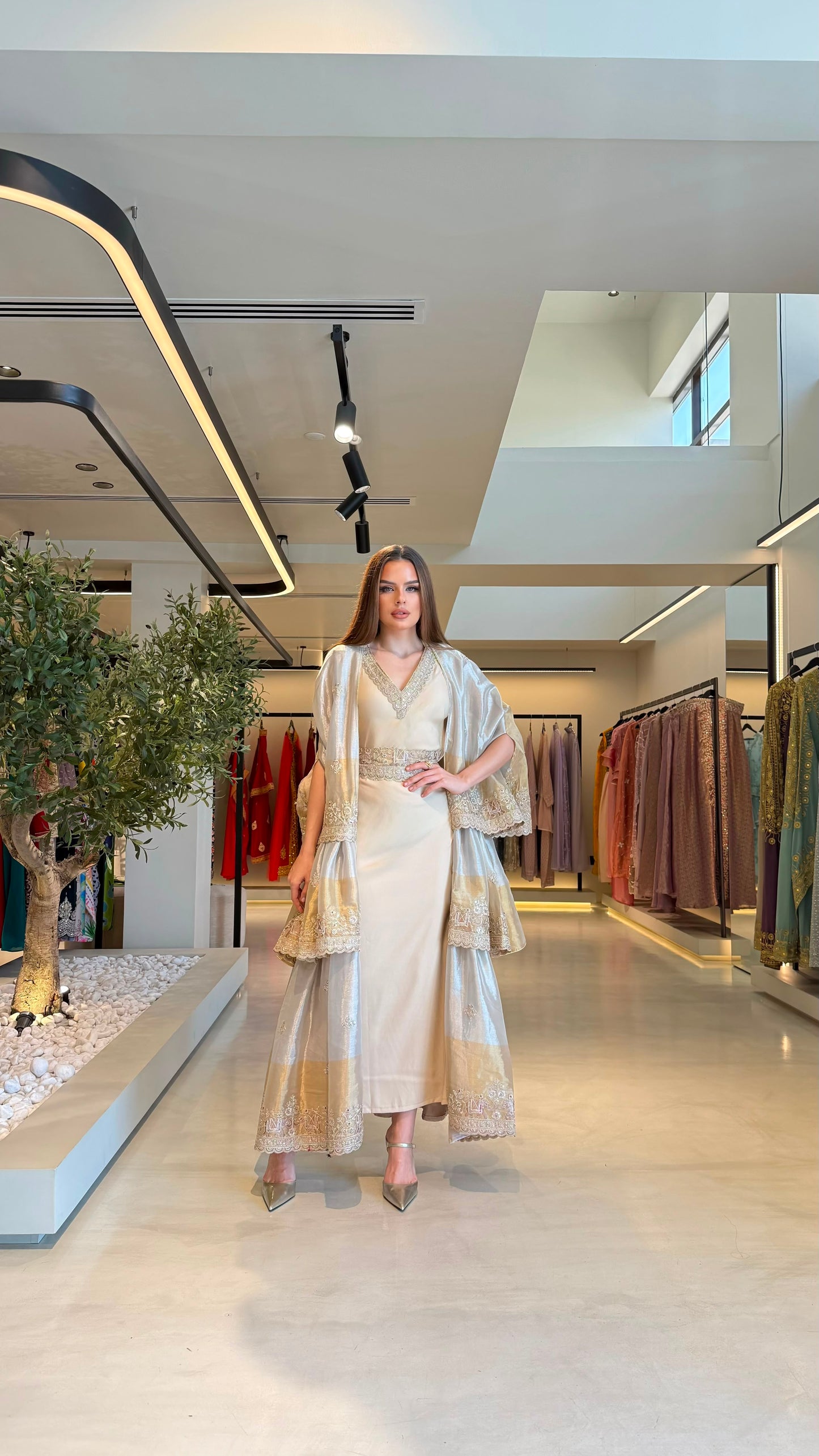 Triple Layer Jelwa Kaftan Bisht set - silver x gold