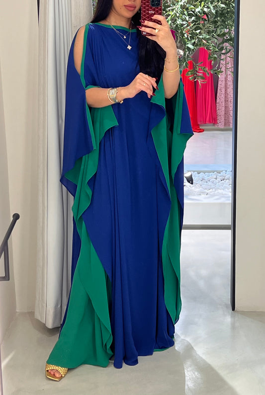 Royal blue x Green Flow •Cutout shoulder•