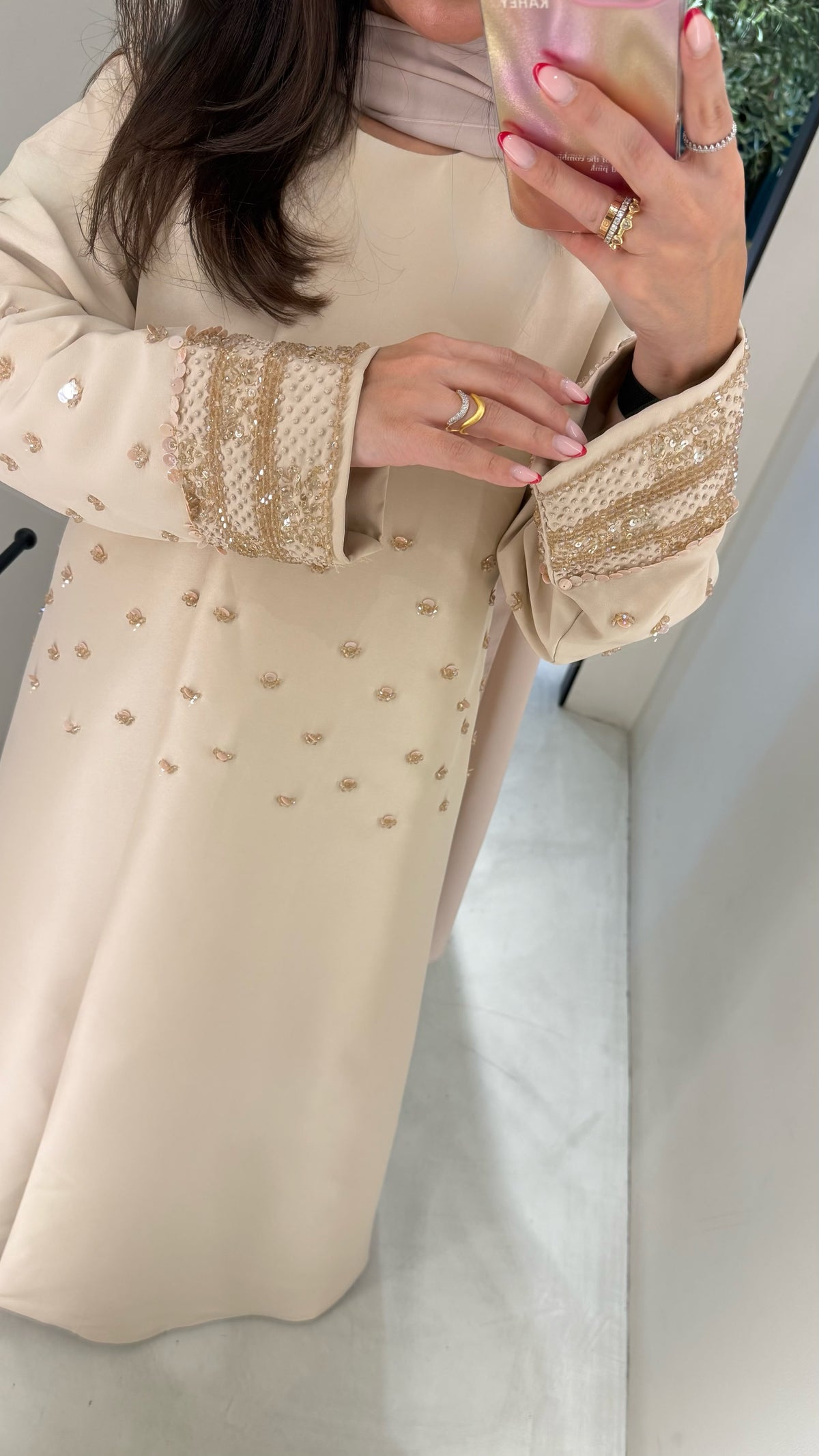 Premium Abaya Collection - Peach Embellishments