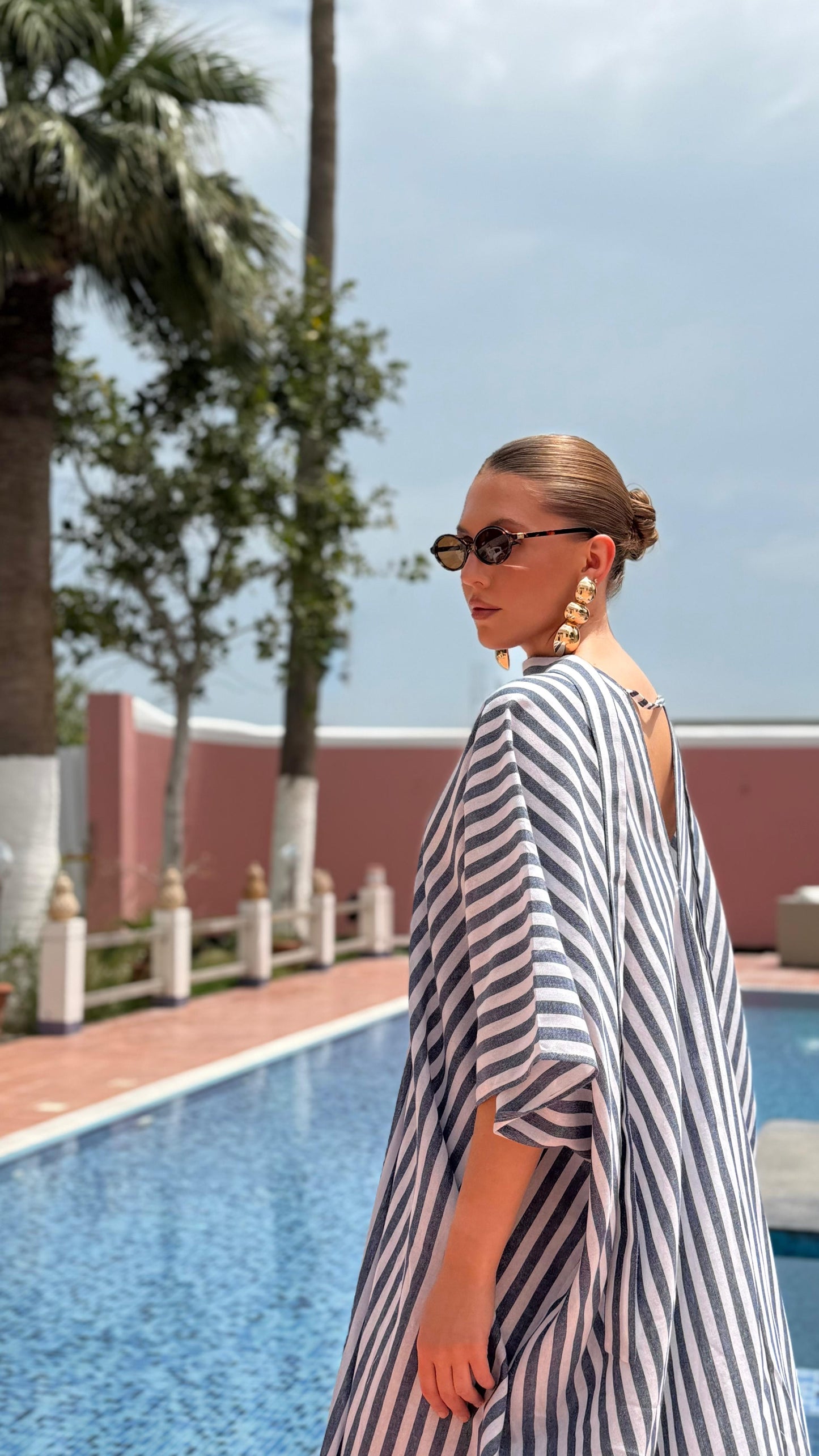 TT Summer Dress- grayish blue Stripes