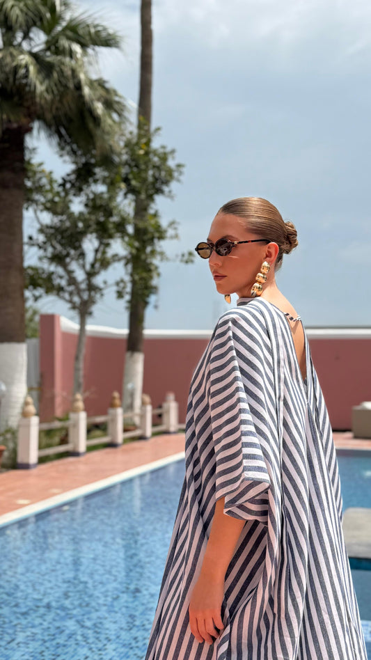 TT Summer Dress- grayish blue Stripes