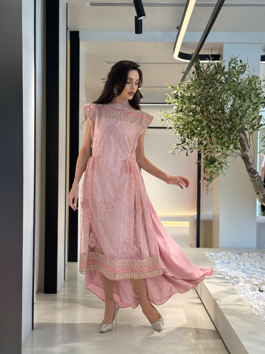 Jelwa High-low pink Dress