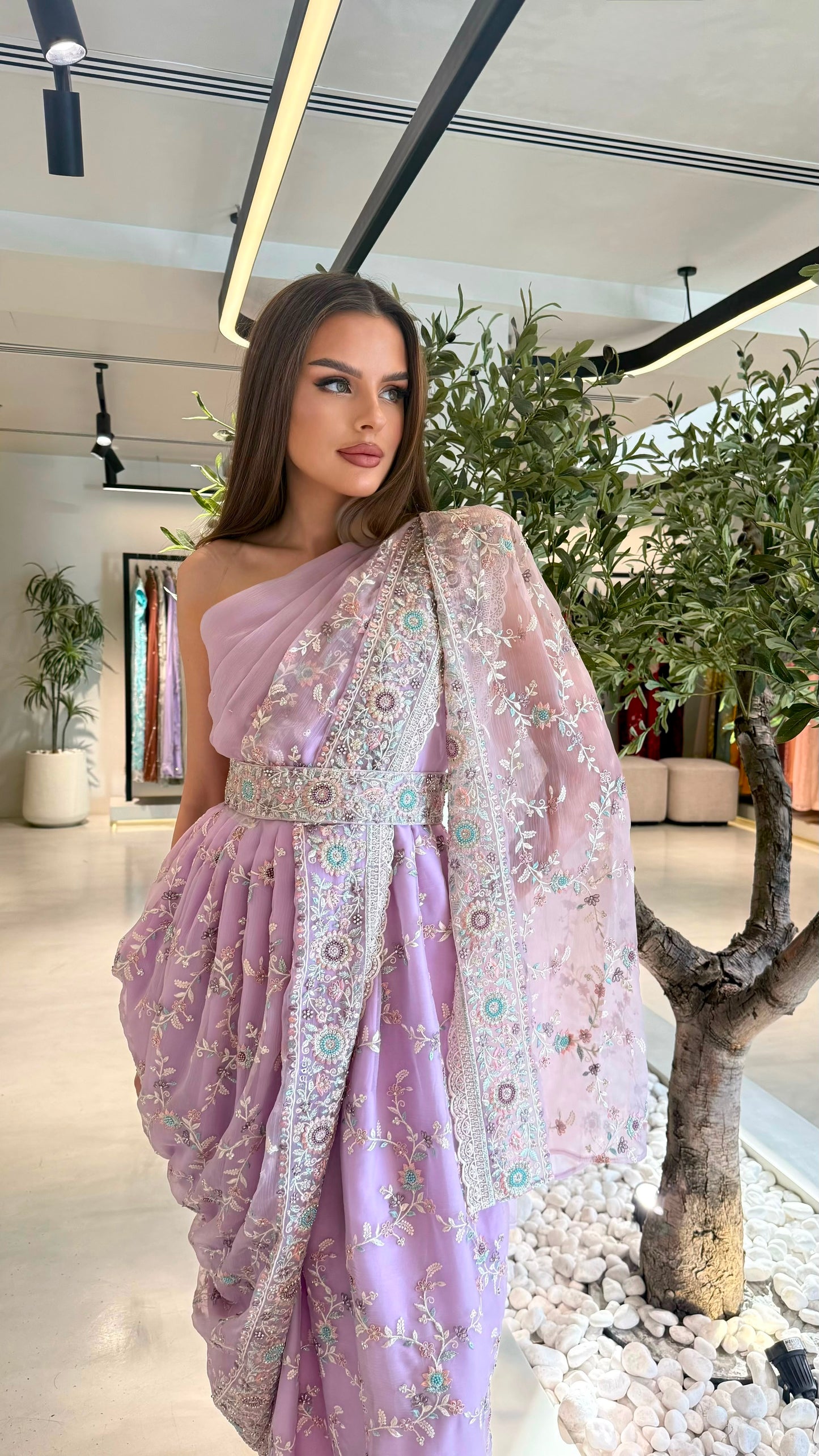 Drapes One shoulder Jelwa Dress- Pink