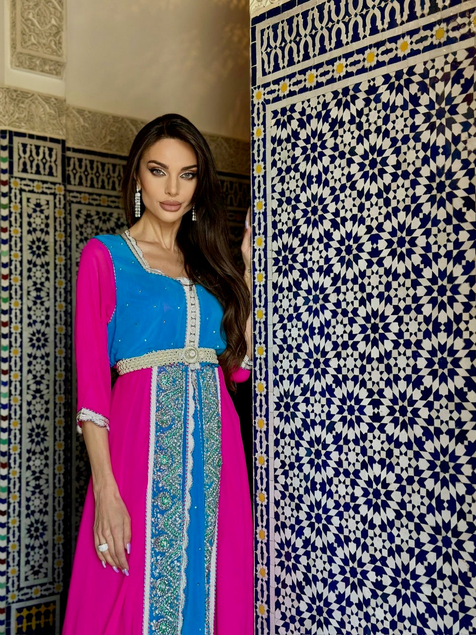 Morrocan Kaftan- Fuschia x Blue