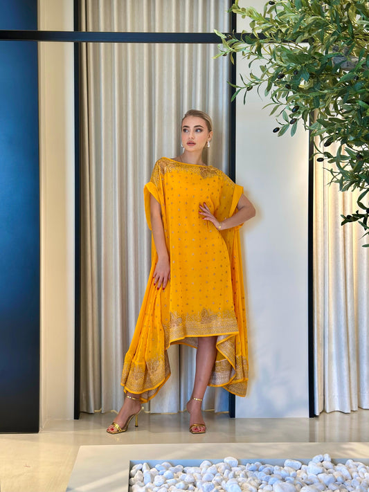 Flare Jelwa Kaftan - Yellow