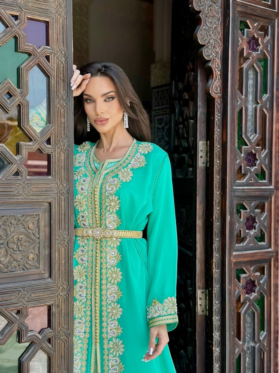 Morrocan Kaftan -Green x Pearls