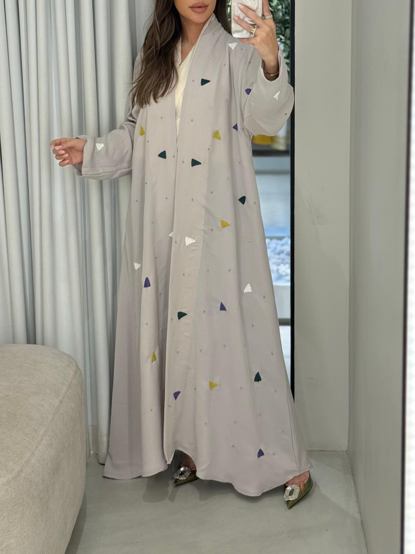 Beige triangles Abaya