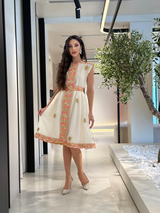 Short Tulle Jelwa cream Dress