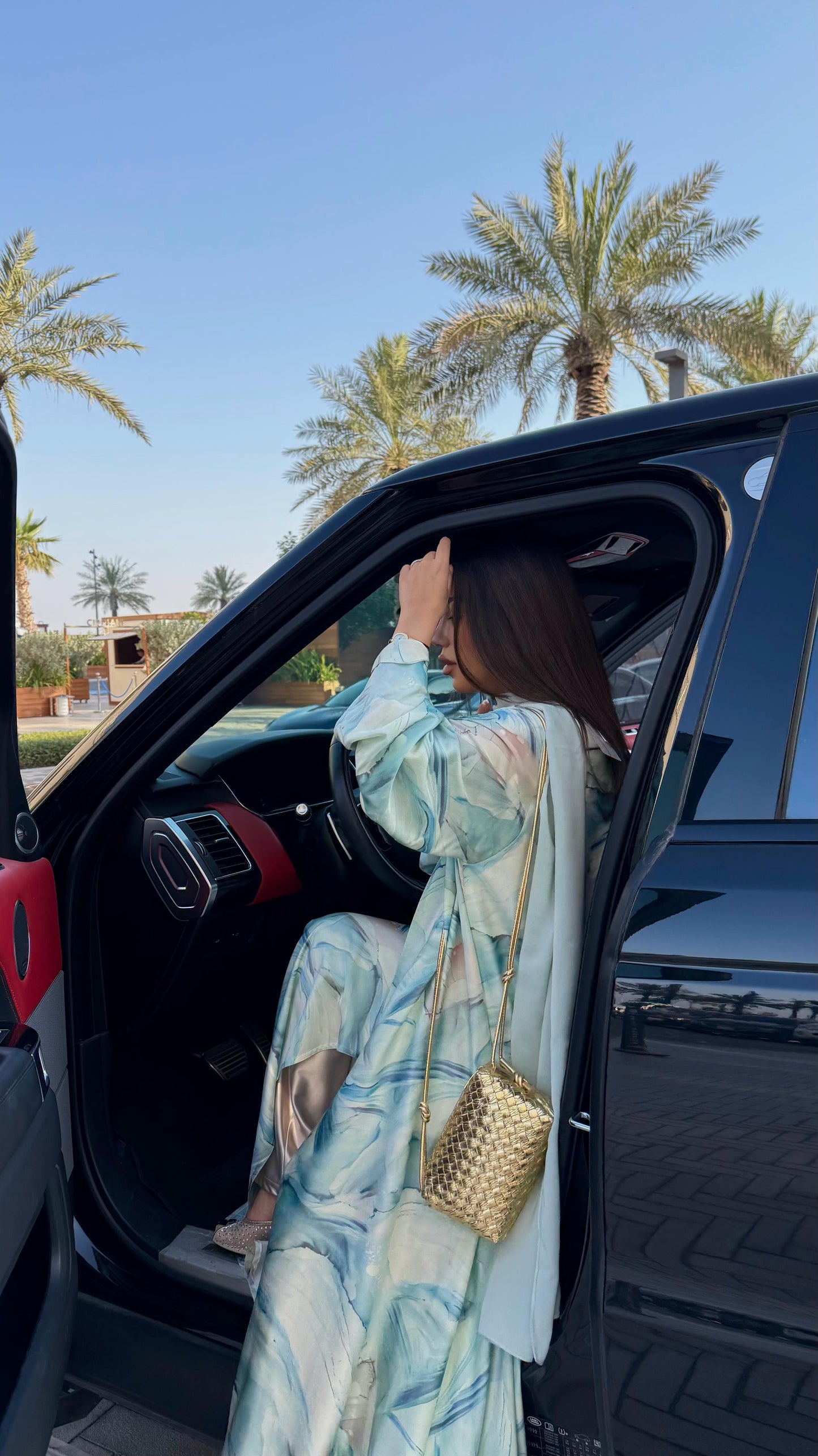 Silky motion Abaya -Blue