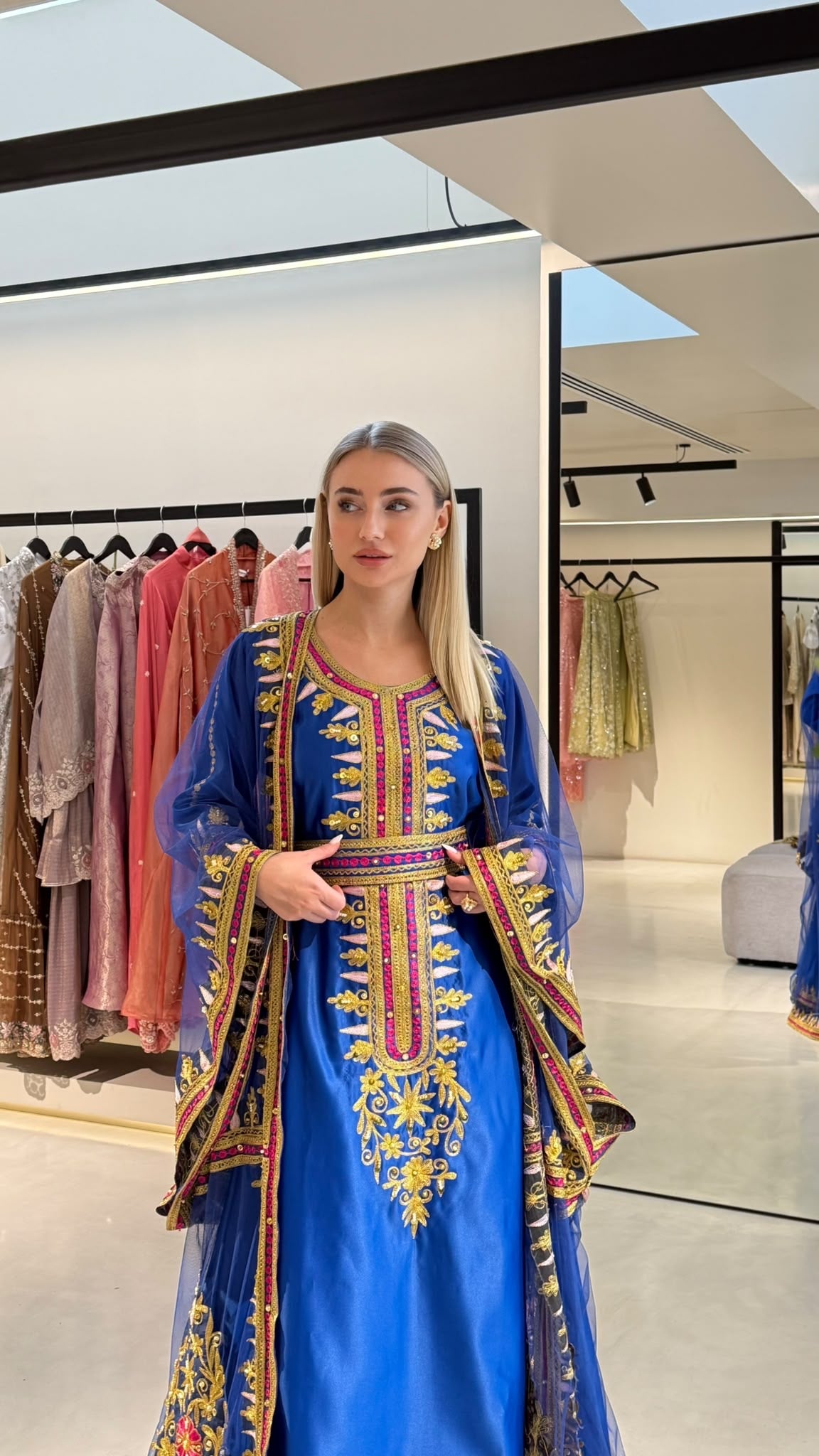 Nashel Jelwa Bridal Dress x Tulle Coverup - Royal Blue