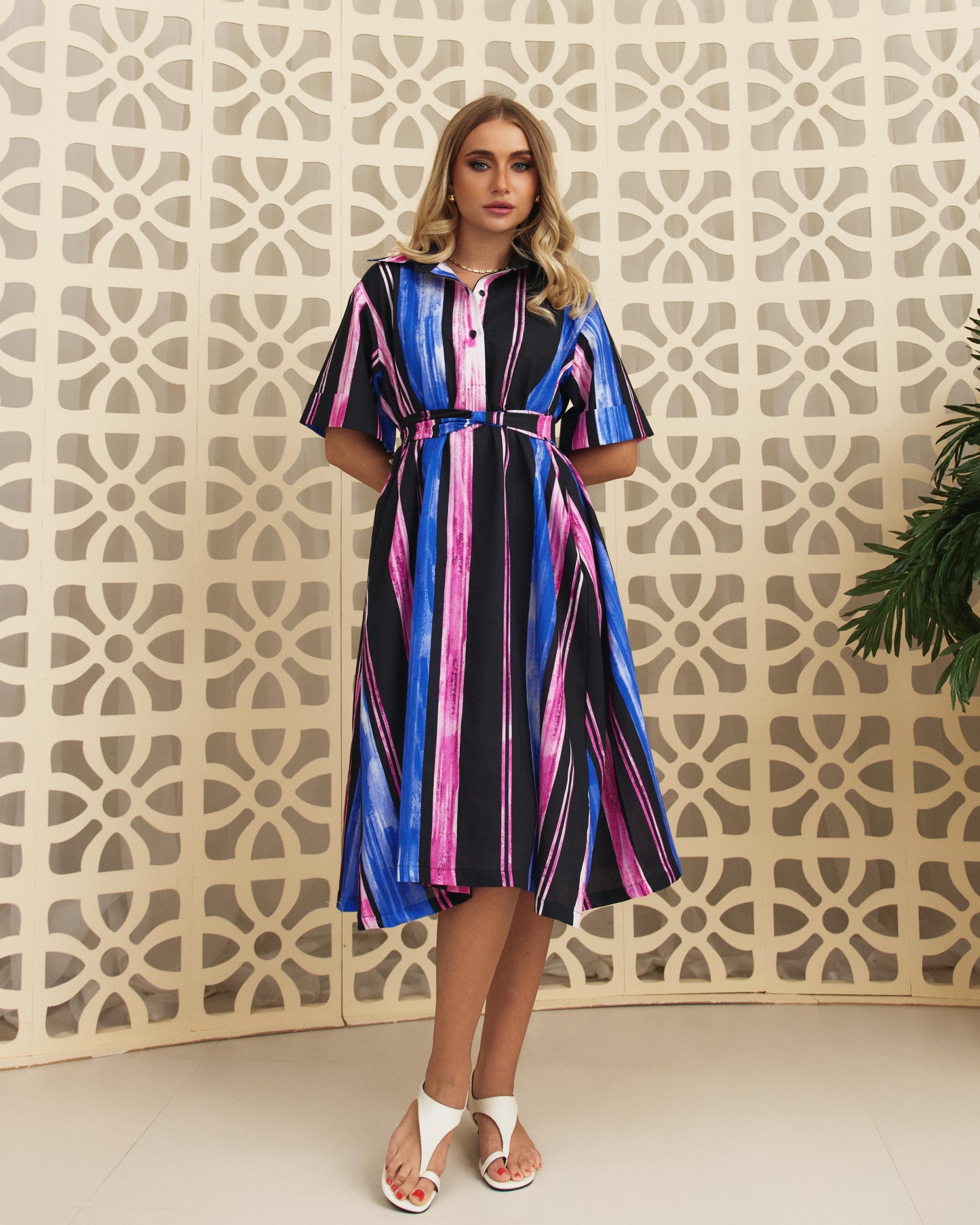 TT Signature Summer Dress- Blue x Black xPink