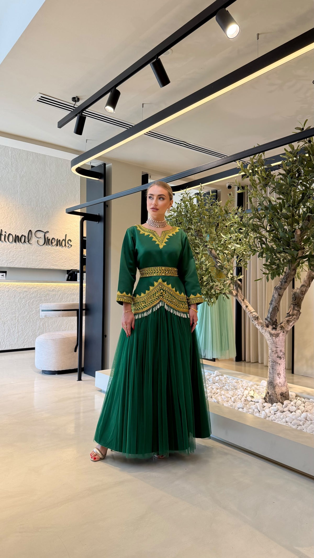 Nashel Jelwa Dress X Tulle x Pearls -Forest Green