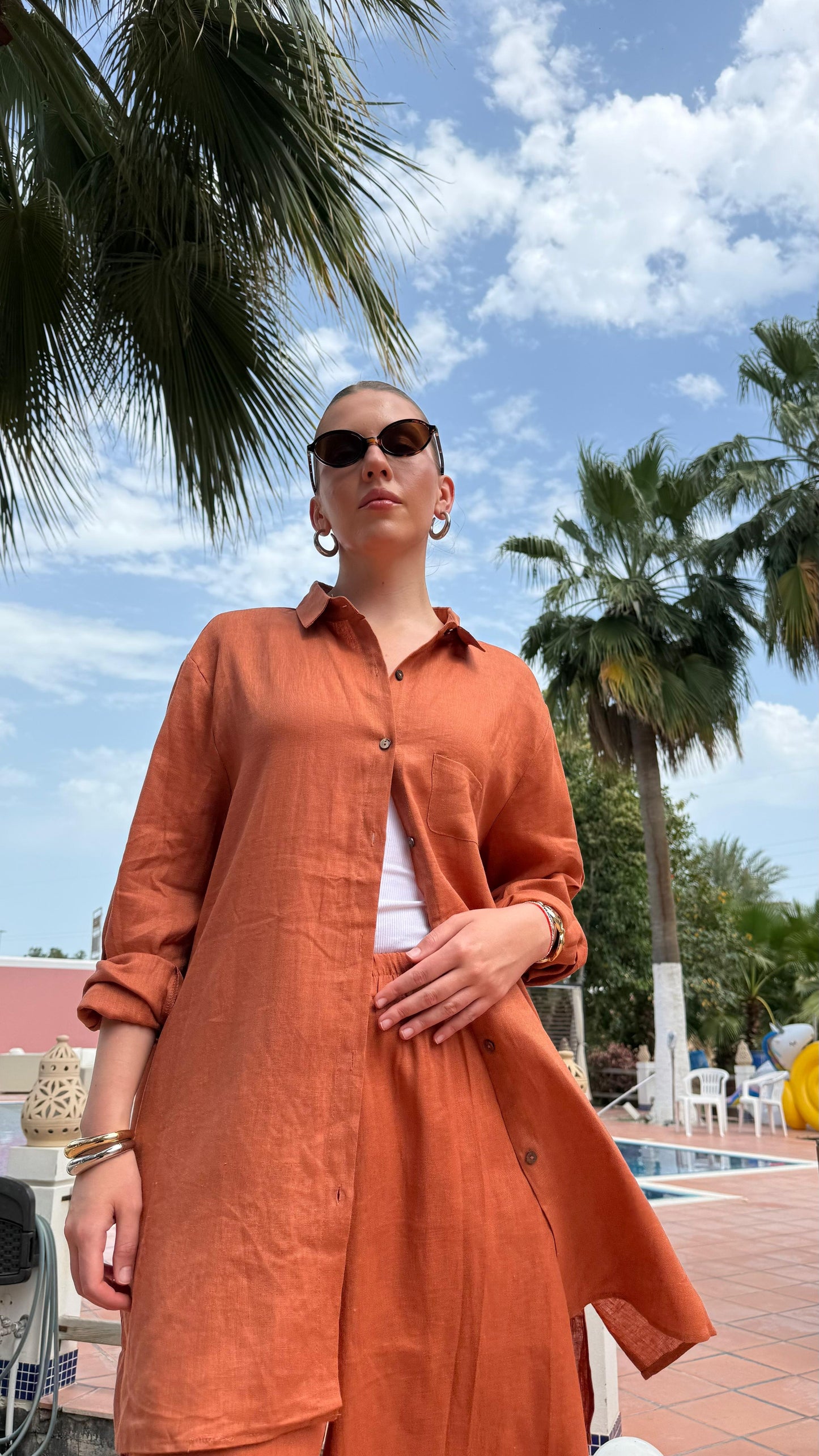 TT Summer Linen Set-Tan