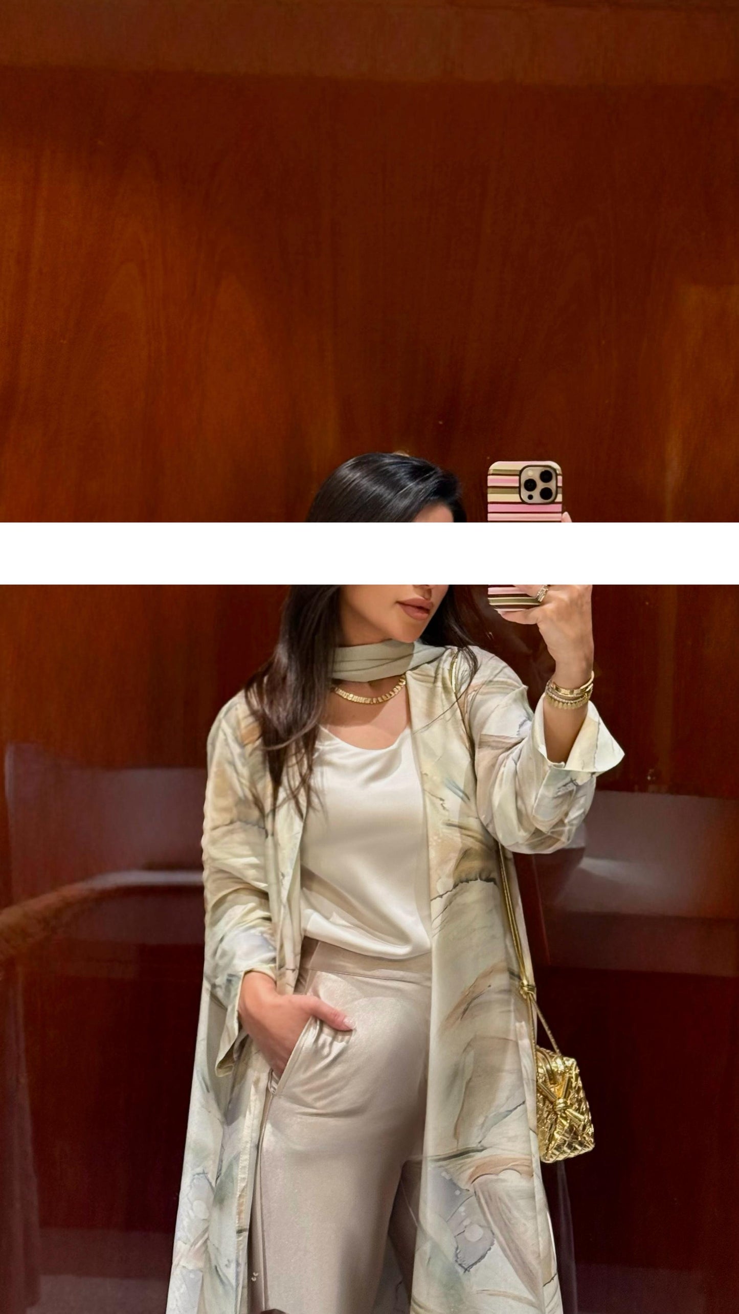 Silky motion Abaya -Beige