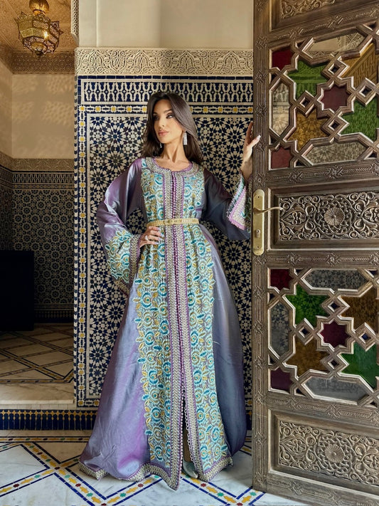 Morrocan Kaftan -lavender x aqua