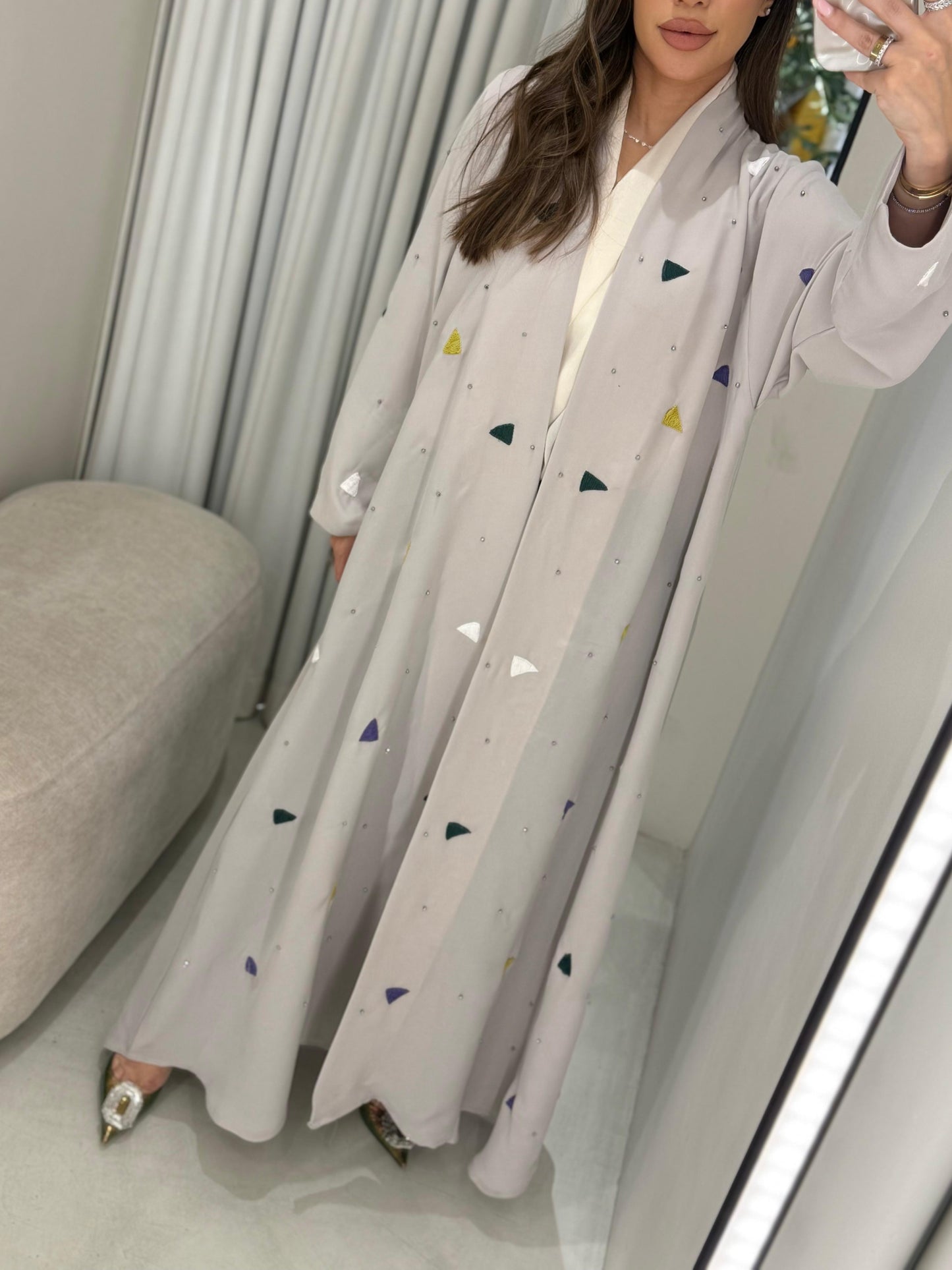 Beige triangles Abaya