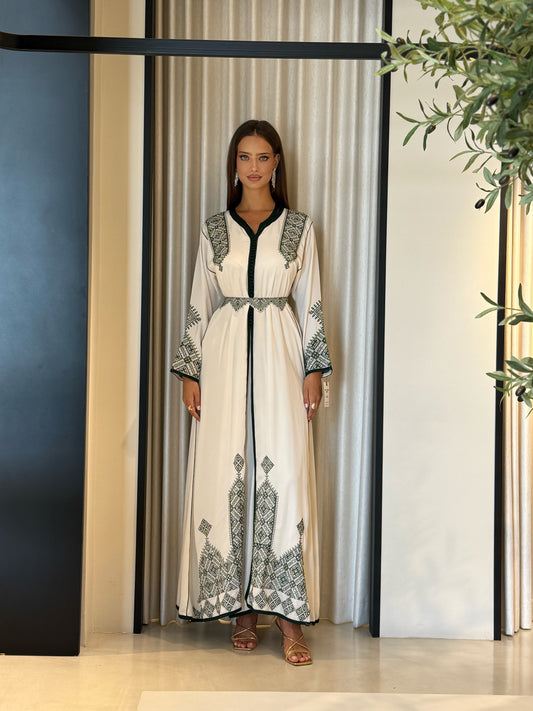 Morrocan Kaftan -Cream x green