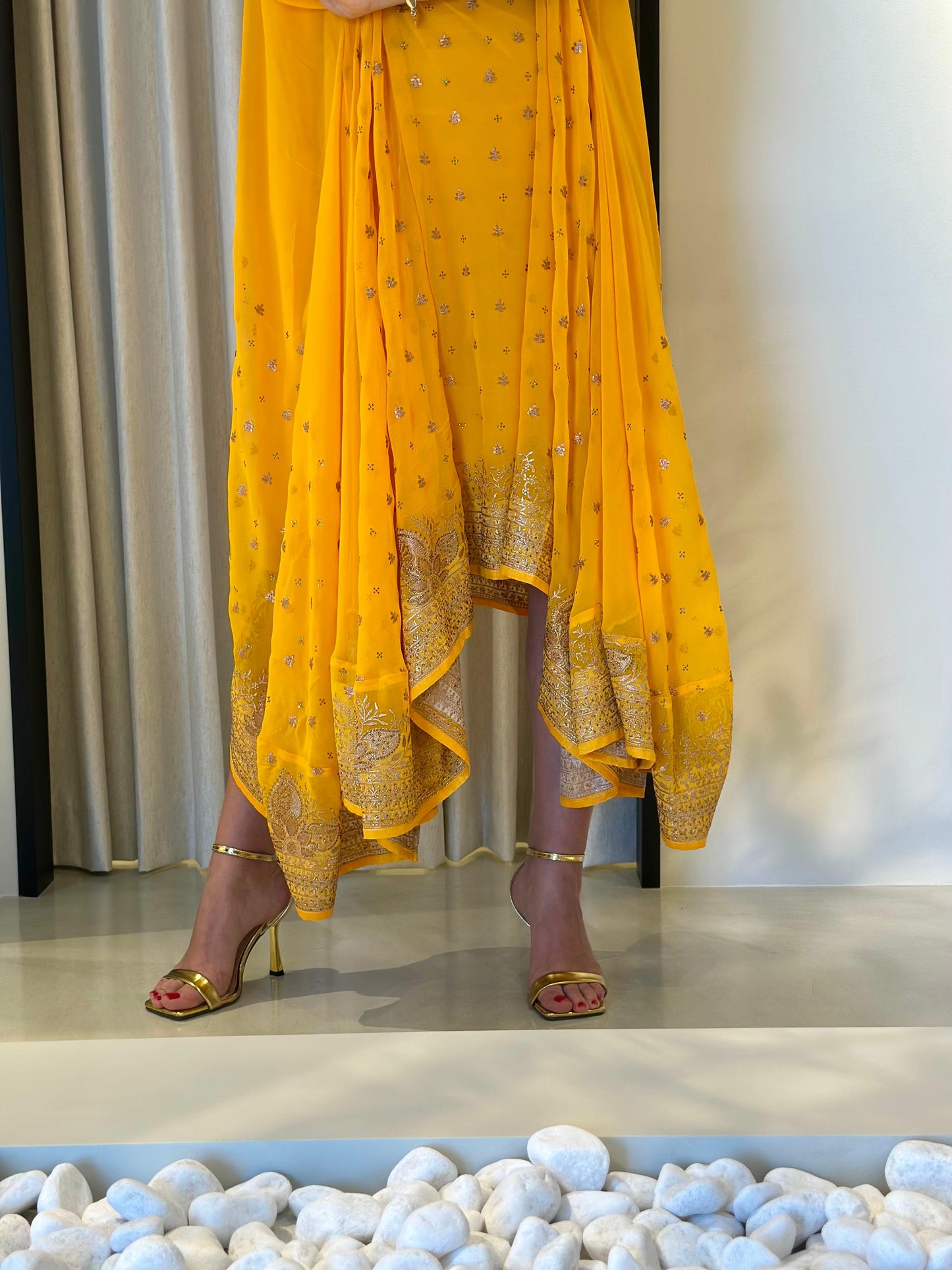 Flare Jelwa Kaftan - Yellow