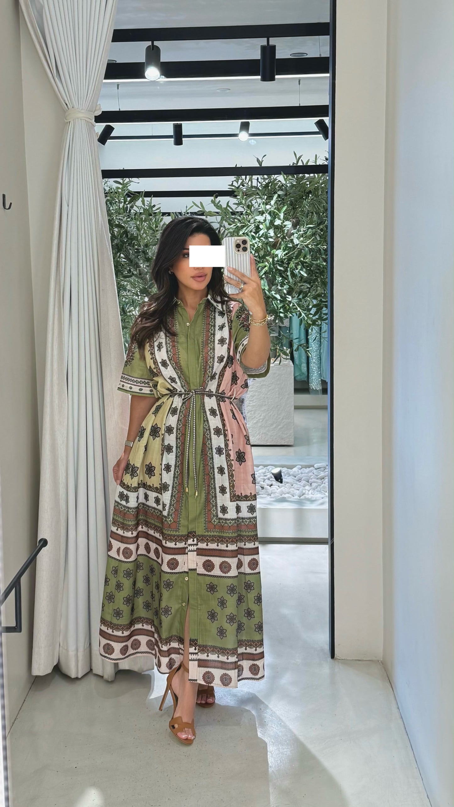 Summer Collection - Green printed linen dress