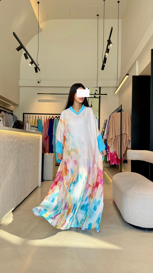 Summer floral kaftan  - Aqua Abstract