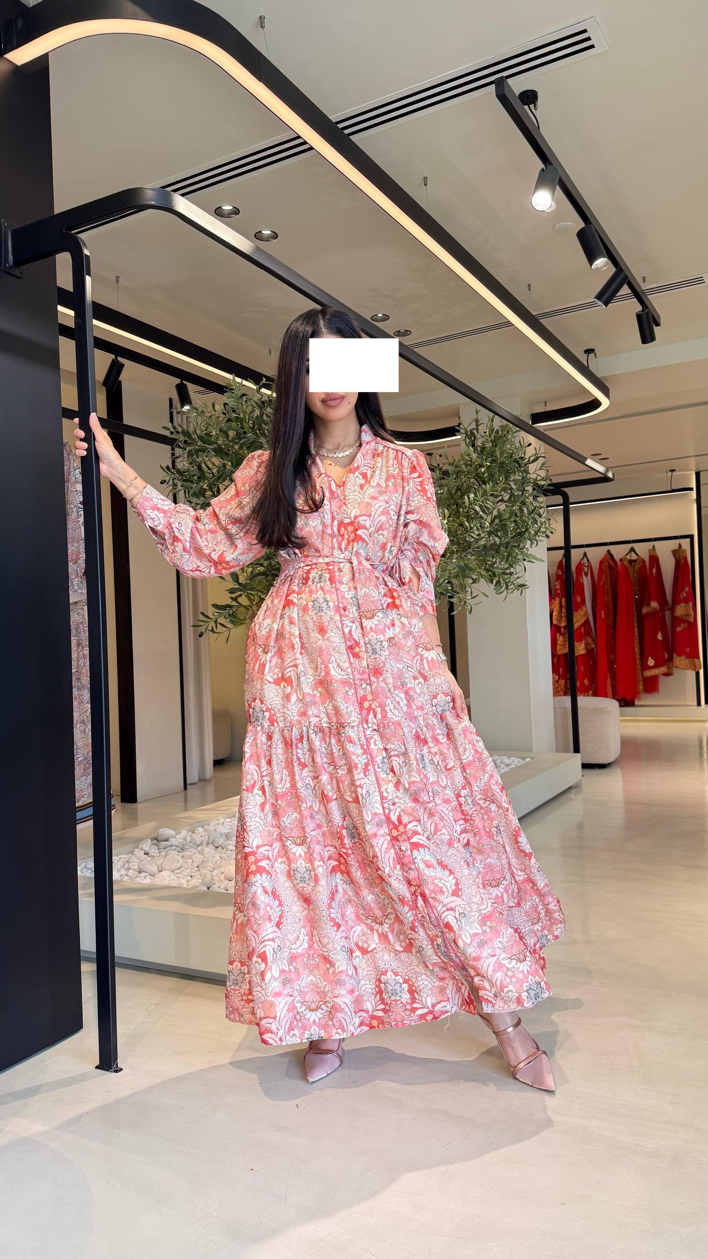 Summer printed Dress - Coral