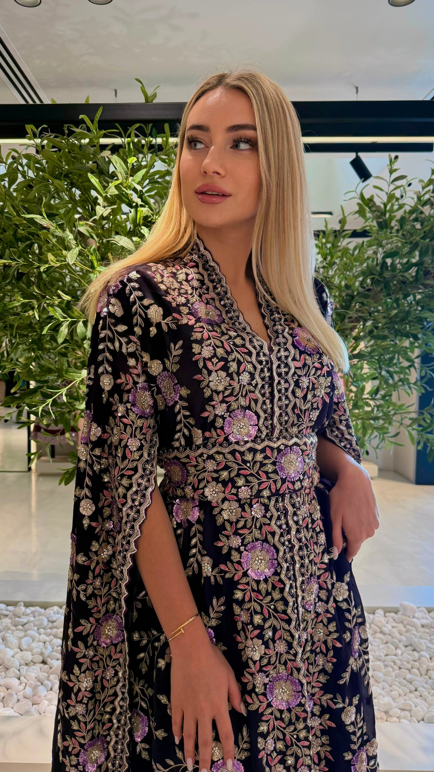 Cape Sleeves Jelwa Kaftan-Violet
