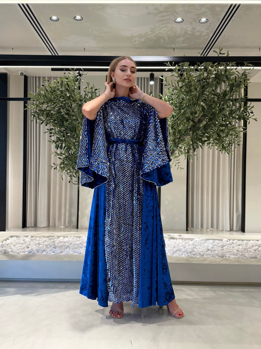 Jelwa kaftan - Sequin x Velvet Royal Blue