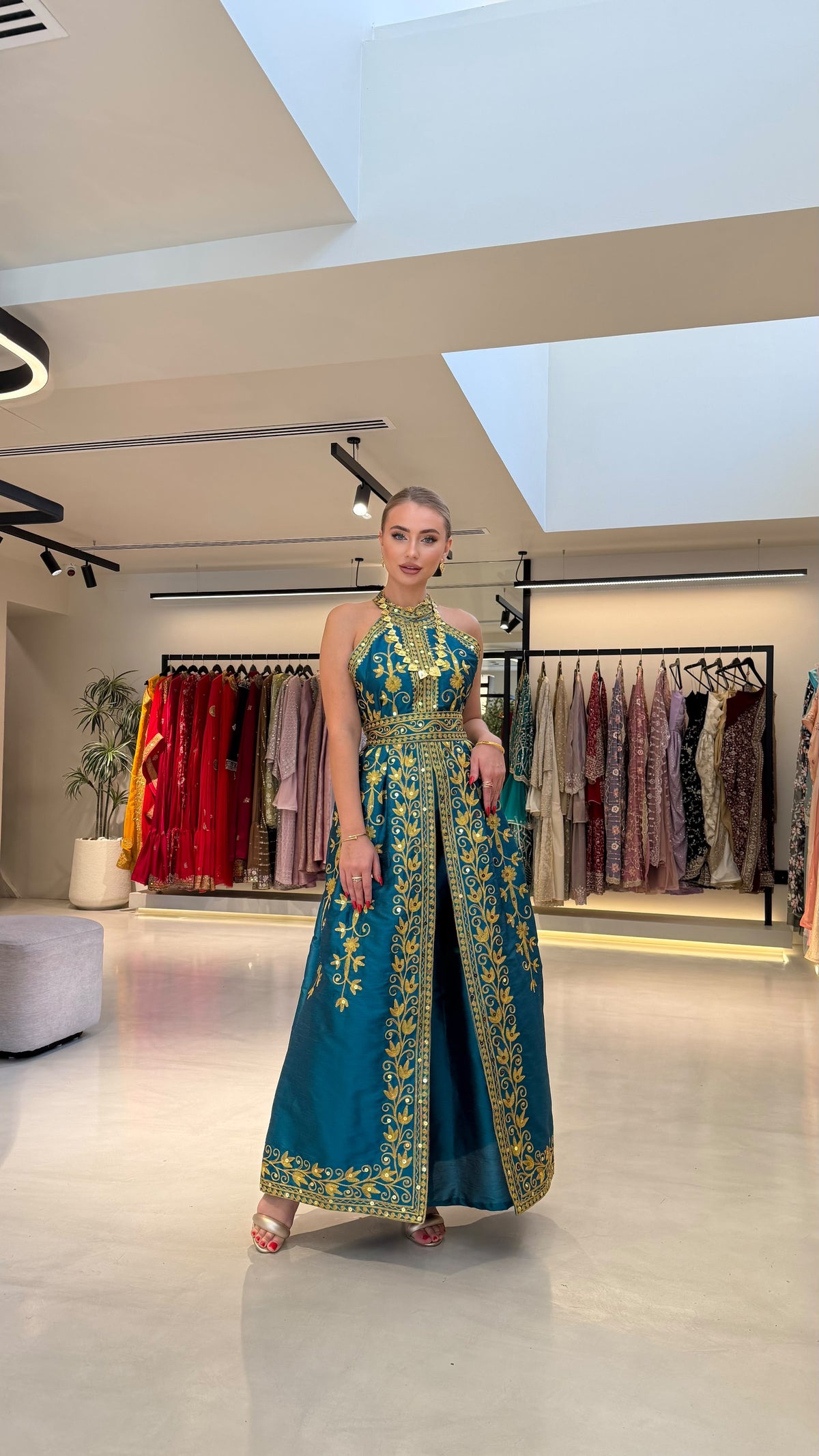 Nashel Jelwa Dress-Teal