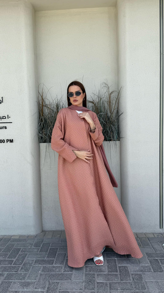 Brocade Abaya -Triangles peach