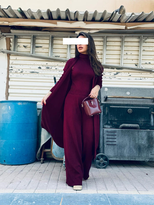 Winter 3 piece set - wool maroon