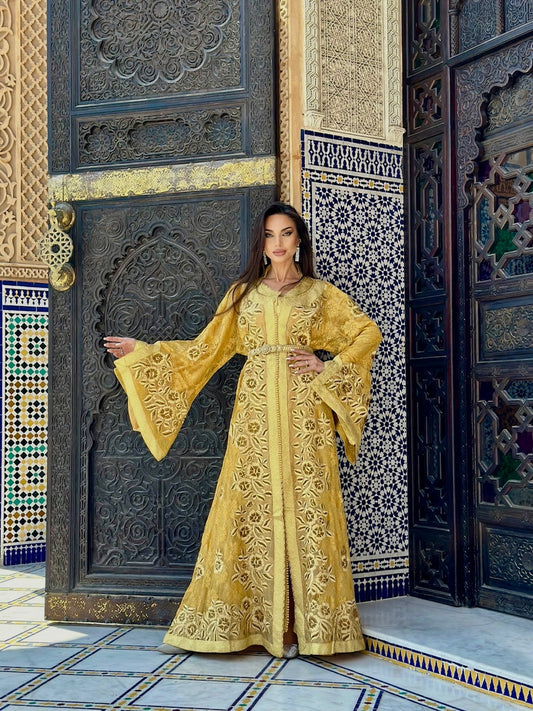 Morrocan Kaftan - Golden Flowers