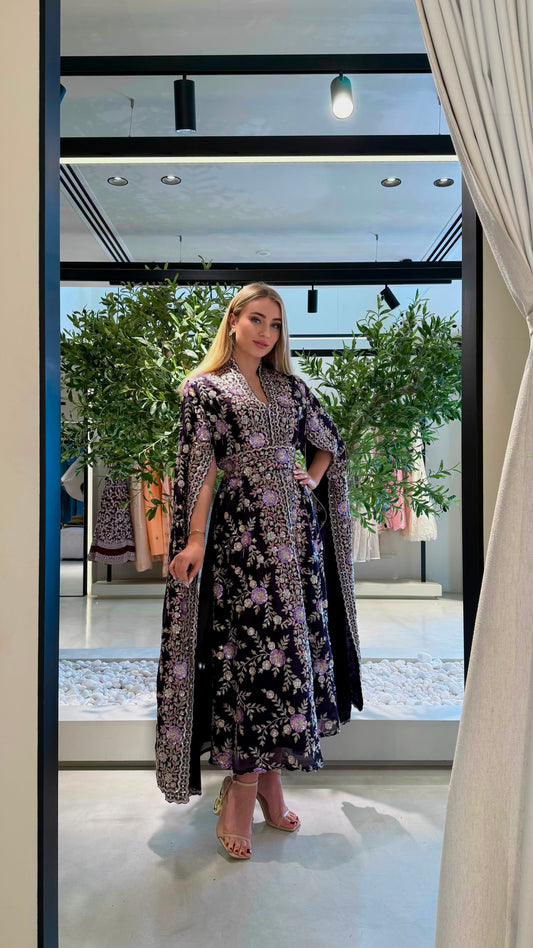 Cape Sleeves Jelwa Kaftan-Violet
