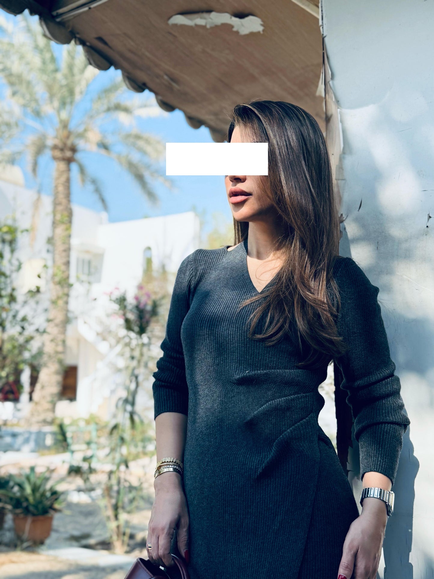 Winter Dress  - Draped wool Grey