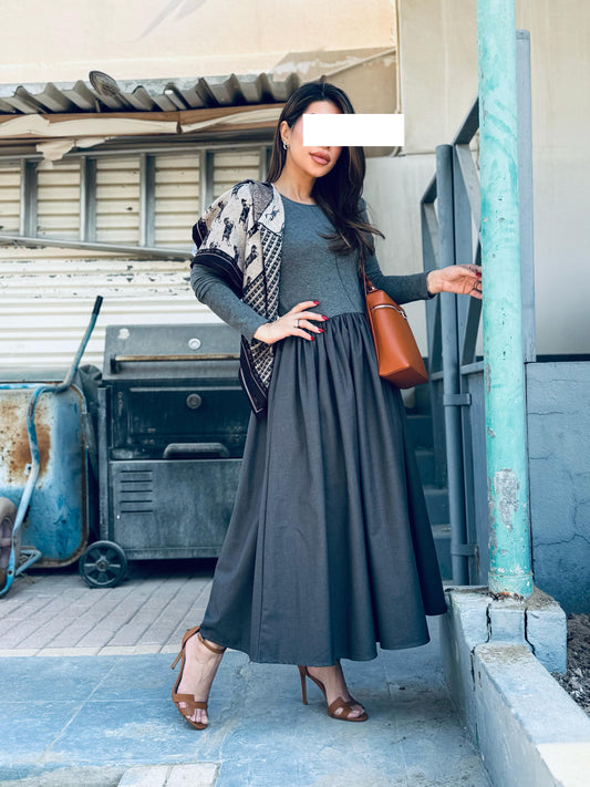 Winter Dress - Midi x Grey x scarf