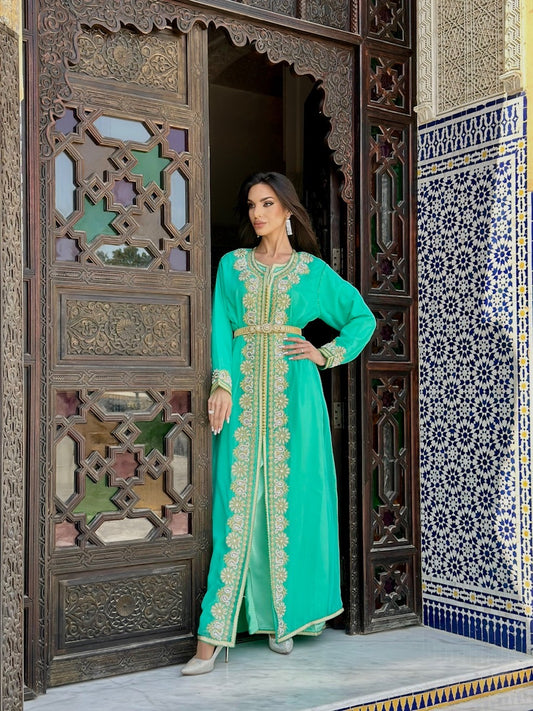 Morrocan Kaftan -Green x Pearls