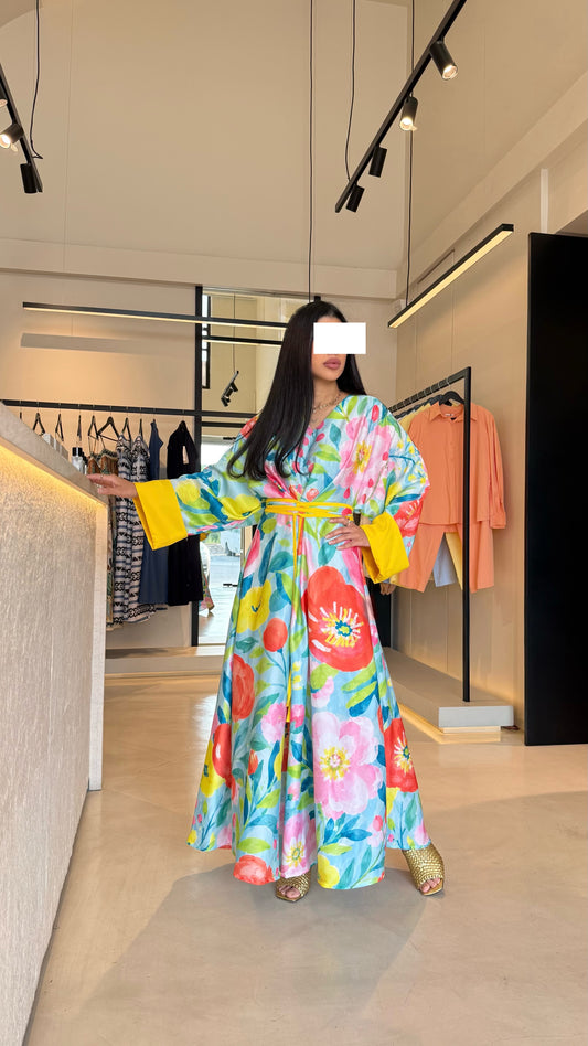 Summer floral kaftan  - Strappy Yellow