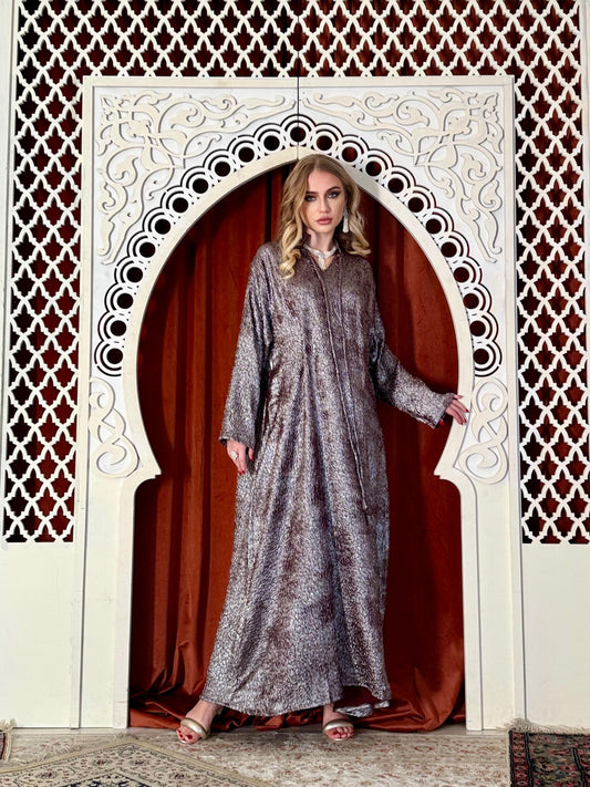 Brocade flowy Kaftan  - bronze metallic