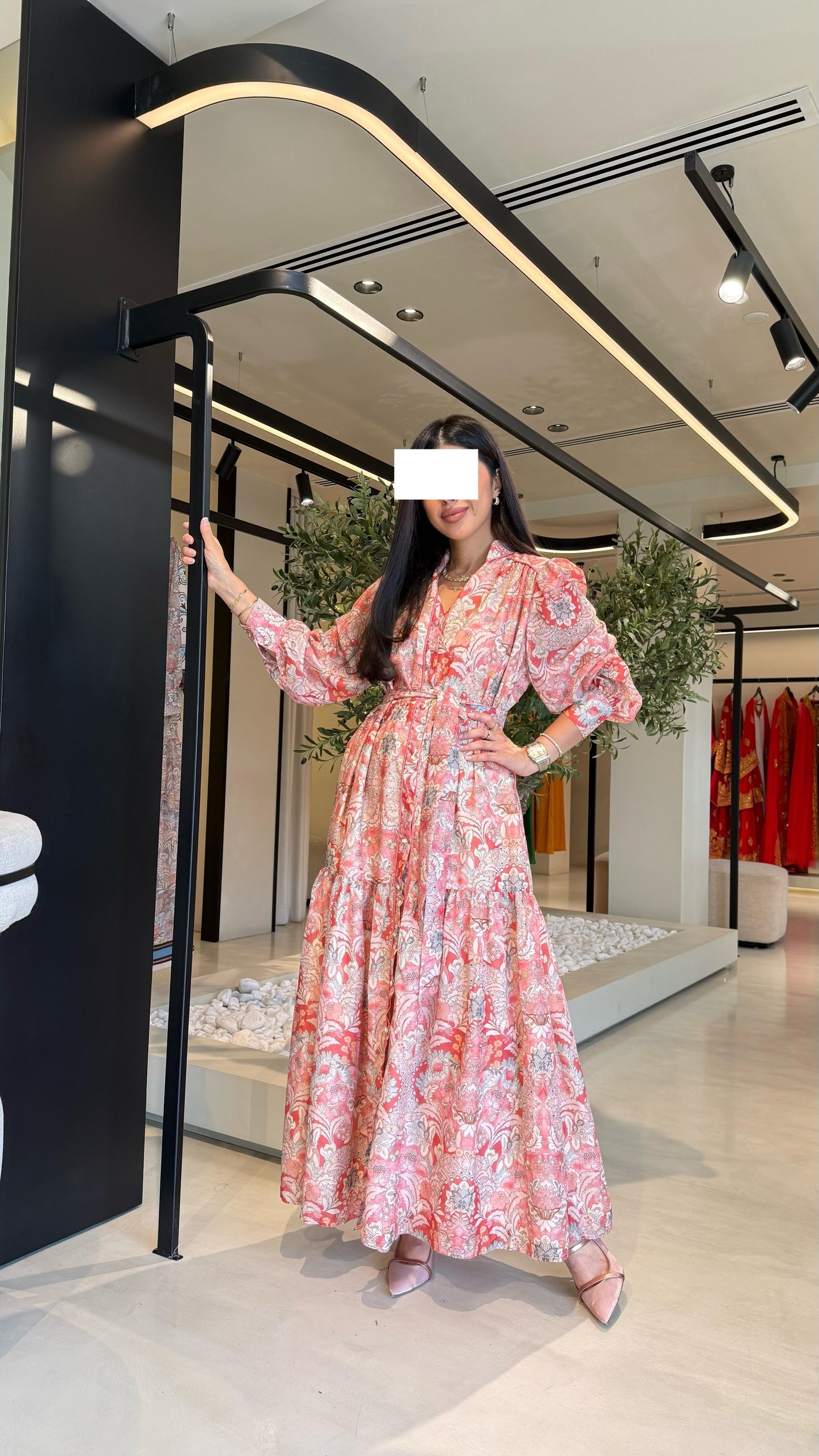 Summer printed Dress - Coral