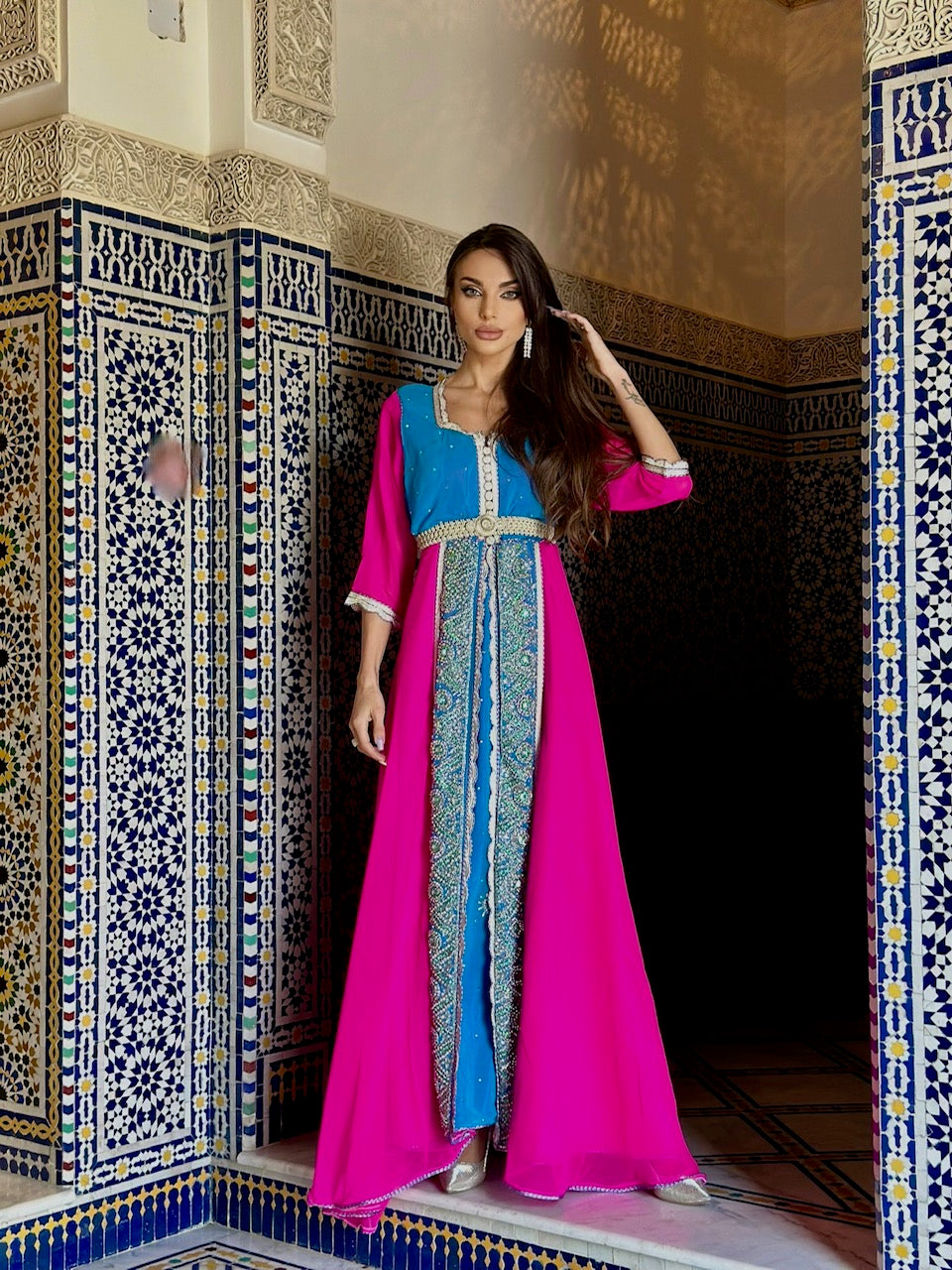 Morrocan Kaftan- Fuschia x Blue