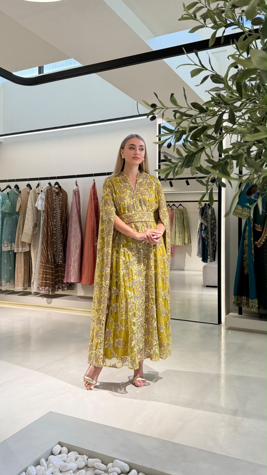 Cape Long sleeves Jelwa kaftan -Lime