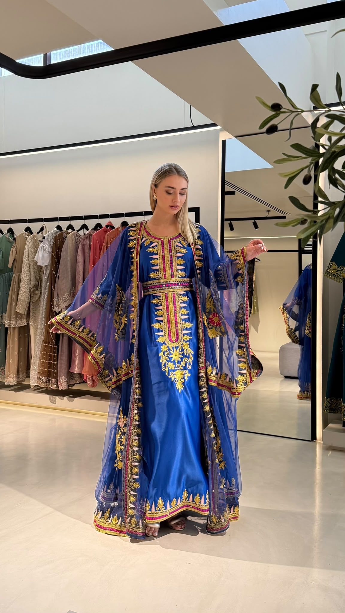 Nashel Jelwa Bridal Dress x Tulle Coverup - Royal Blue