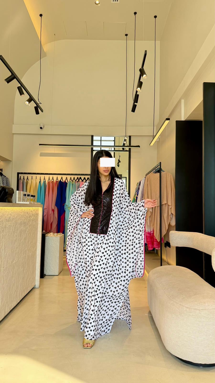 Summer floral kaftan  - Shiffon x sequin Polka Triangles