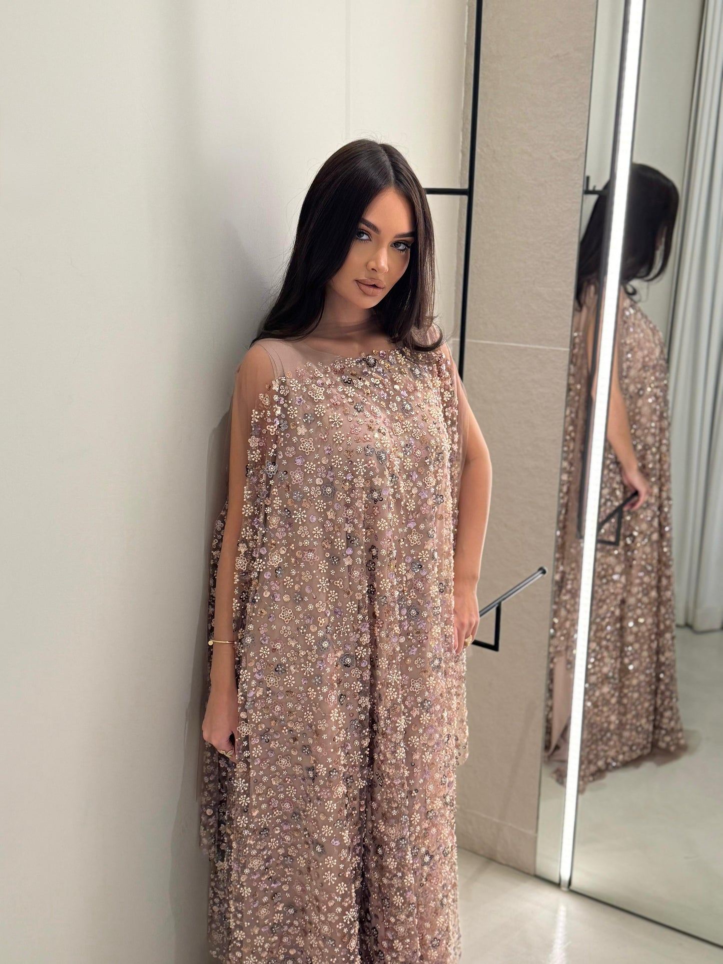 Tulle Jelwa Poncho - Nude